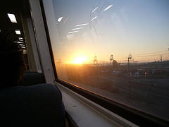 Sunrise From Inside Train